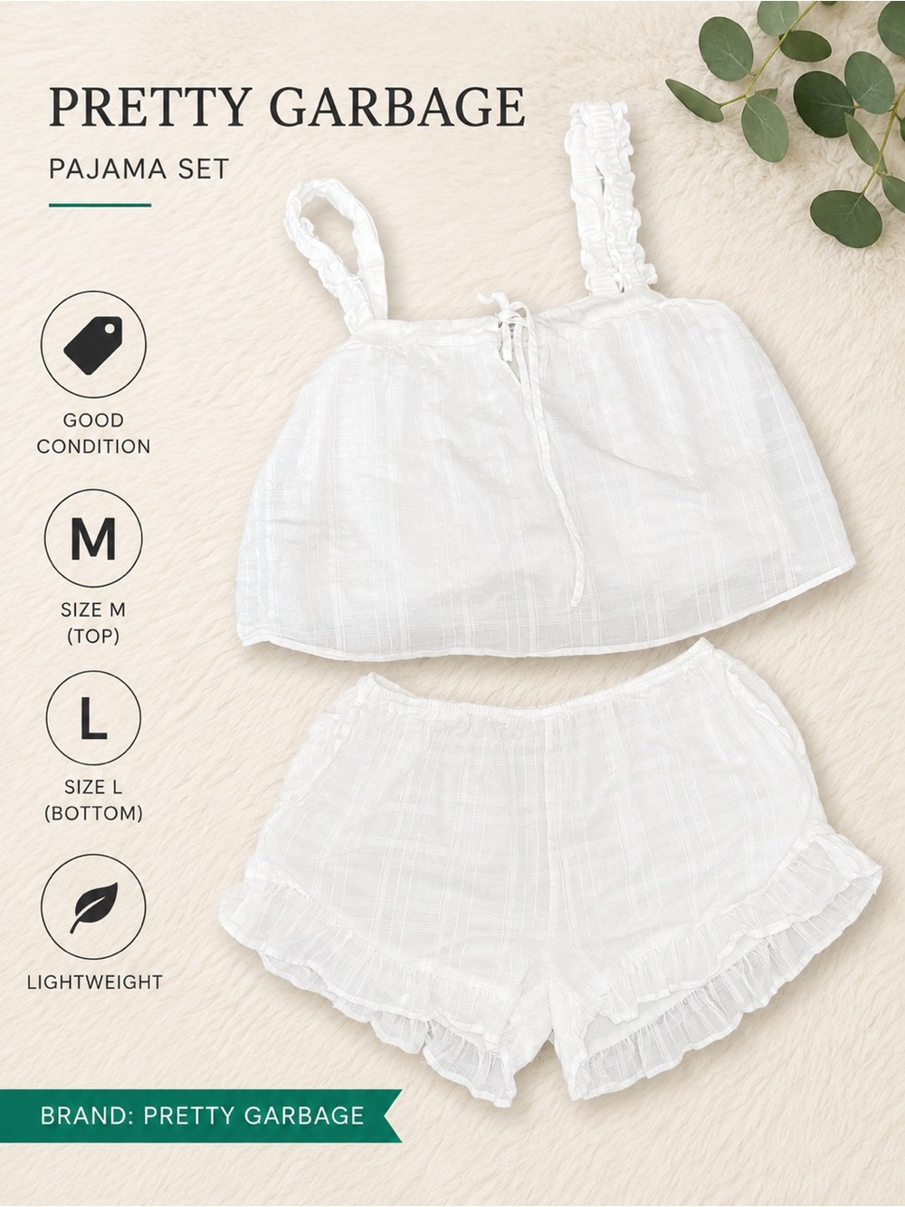 Pretty Garbage Women's White Ruffle Cami Top